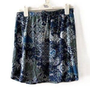 Sherpa Blue Floral Athletic Skirt with Drawstring Waist